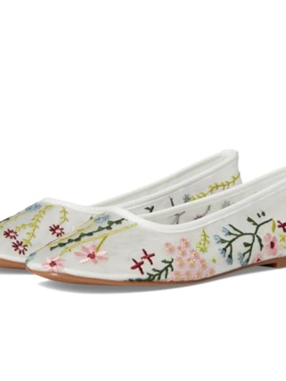Madden Girl Mesh Ballet Flats Pull-On Floral Shoes Women's Size